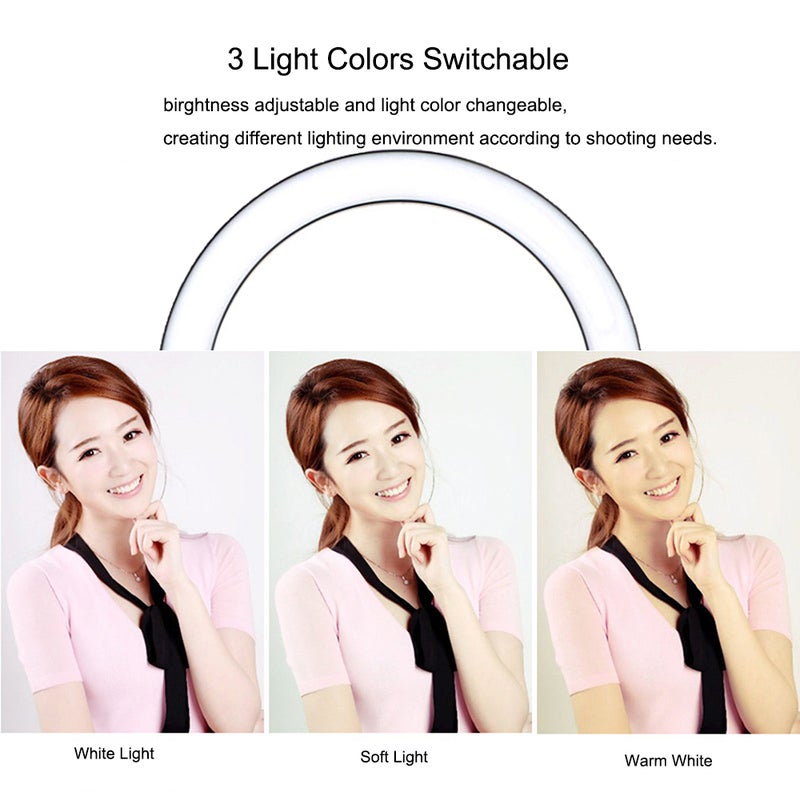 260mm USB Interface Dimmable LED Photography Ring Light Black/White - Image 2