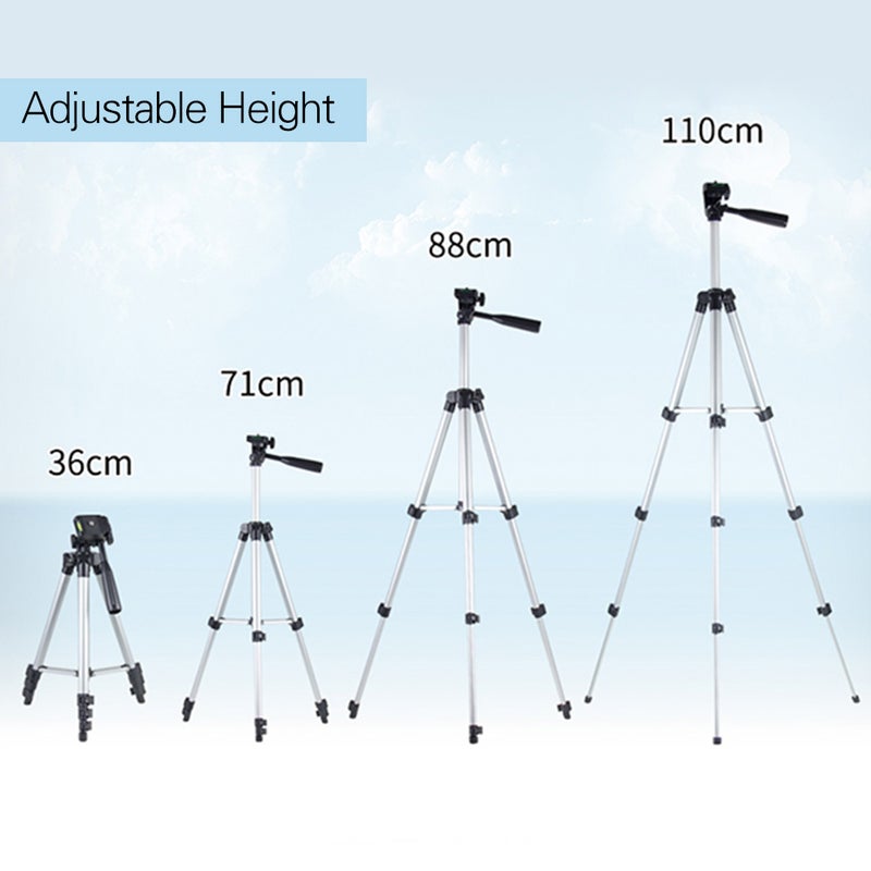 14.1-43.3" Lightweight Adjustable Photography Tripod Silver  - Image 2