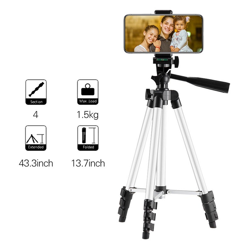 14.1-43.3" Lightweight Adjustable Photography Tripod Silver  - Image 5