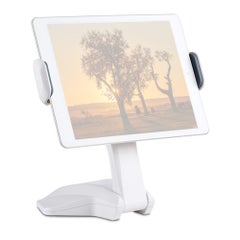 Desktop Smartphone Tablet Stand Bracket 15.7cm-26cm Adjustable Width 360° Rotation Compatible with iPad iPhone 6P/7P for Live Streaming Online Video Chatting TV Show   Watching White
