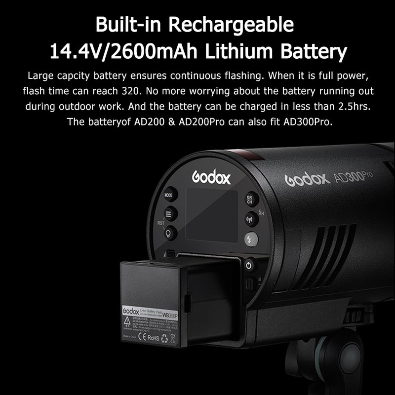 جودوكس مصباح فلاش محمول بضوء وامض متواتر AD300PRO لكاميرات كانون ونيكون وسوني - Image 3