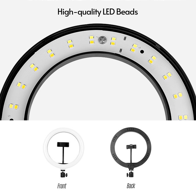حلقة إضاءة LED بإضاءة متعددة الألوان RGB قابلة للتعتيم مقاس 10 بوصات مناسبة لإضاءة التعبئة أسود/ أبيض - Image 4