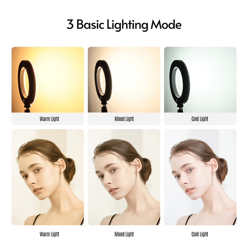 10" RGB Dimmable Fill-in LED Ring Light Black/White - Image 3