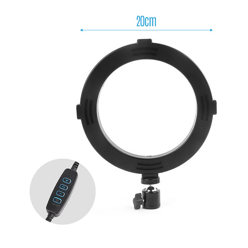 مصباح LED حلقي مزود بمحول ذي رأس كروي مقاس 8 بوصة أسود/أبيض - Image 3