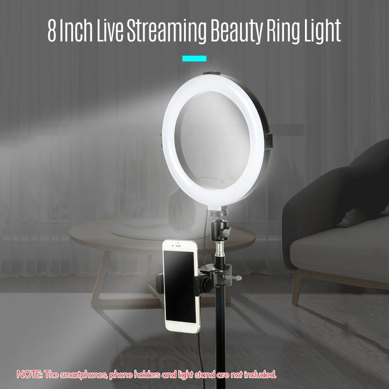 مصباح LED حلقي مزود بمحول ذي رأس كروي مقاس 8 بوصة أسود/أبيض - Image 4