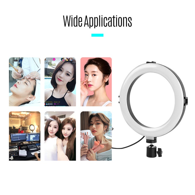 مصباح LED حلقي مزود بمحول ذي رأس كروي مقاس 8 بوصة أسود/أبيض - Image 2