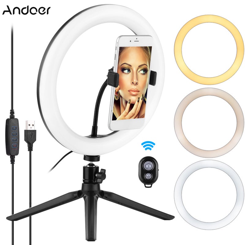 أندوير - طقم إضاءة رينج لايت LED مقاس 10 بوصات من 4 قطع أسود/ أبيض - Image 1