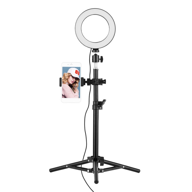 طقم حلقة إضاءة LED مقاس 16 سم بدرجة حرارة ثنائية اللون 3000 كلفن - 6500 كلفن أسود/ أبيض - Image 1