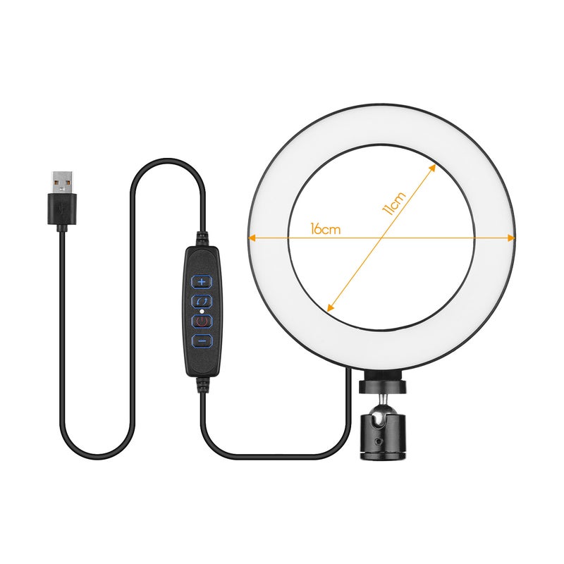 طقم حلقة إضاءة LED مقاس 16 سم بدرجة حرارة ثنائية اللون 3000 كلفن - 6500 كلفن أسود/ أبيض - Image 5