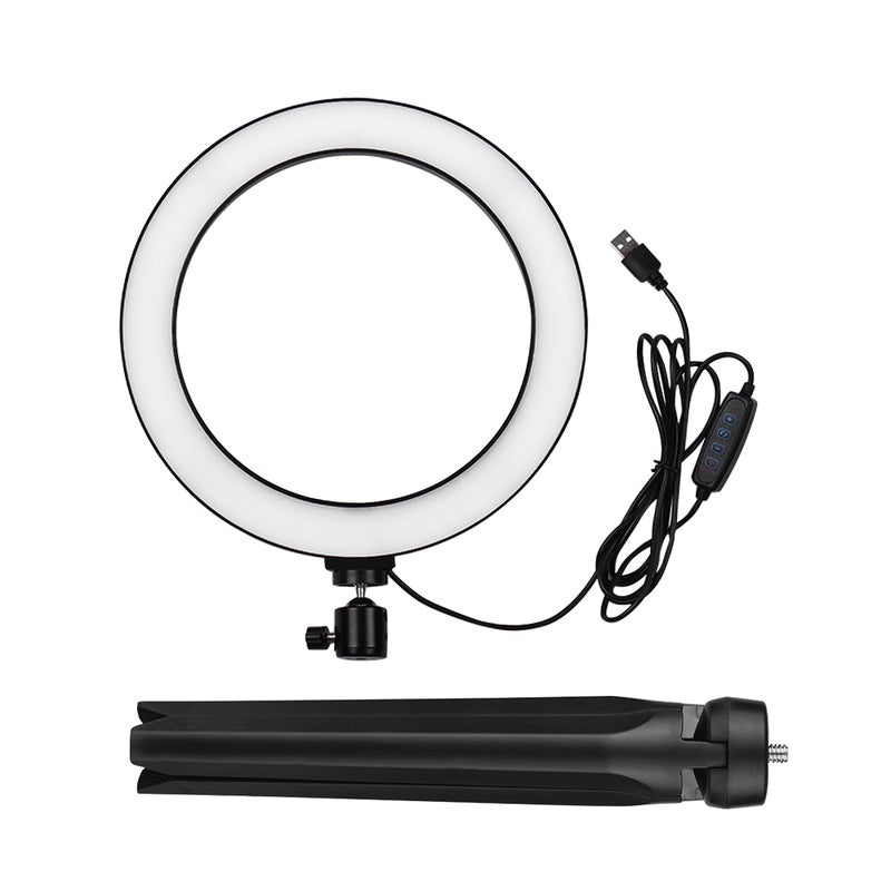 docooler 10" 3 Lighting Modes And 10 Brightness Level Dimmable LED Ring Light Kit Black/White  - Image 4
