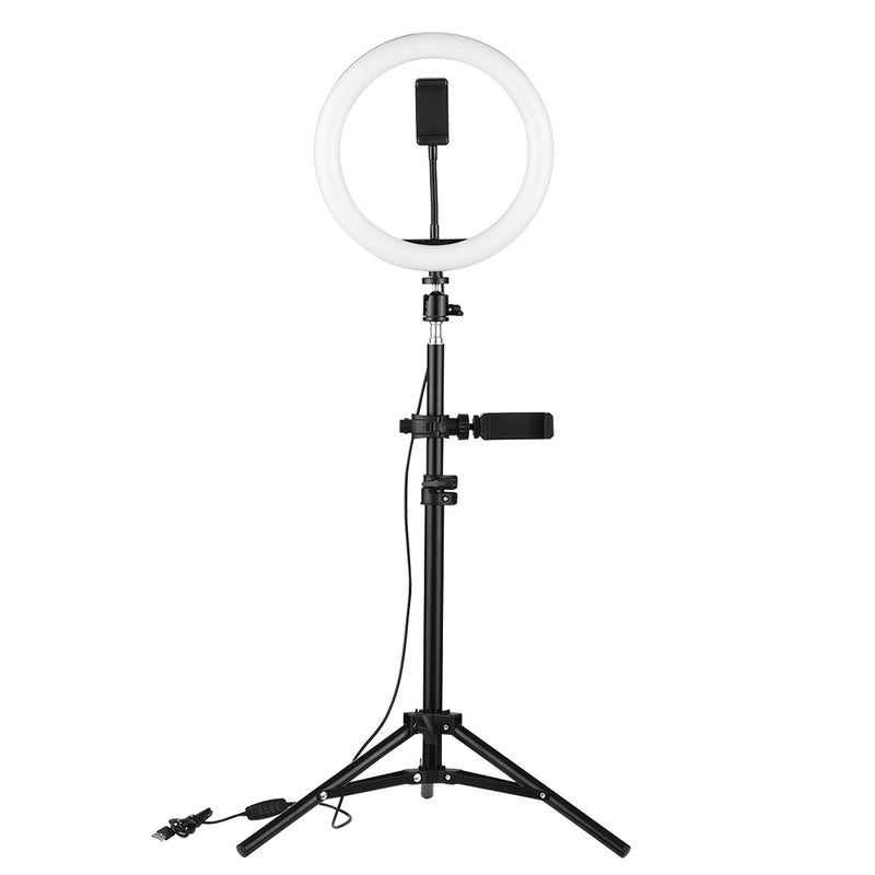 docooler 10" 3 Lighting Modes And 10 Brightness Level Dimmable LED Ring Light Kit Black/White  - Image 3