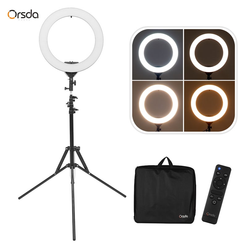 Orsda ORB-18T 18" Fill-in Dimmable LED Ring Light Kit Black/White - Image 1