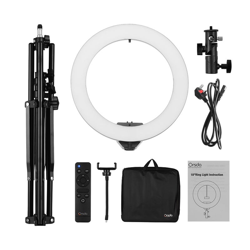 Orsda ORB-18T 18" Fill-in Dimmable LED Ring Light Kit Black/White - Image 2