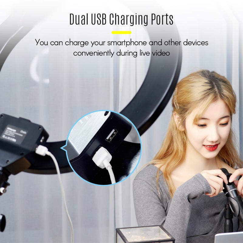 Orsda ORB-18T 18" Fill-in Dimmable LED Ring Light Kit Black/White - Image 4
