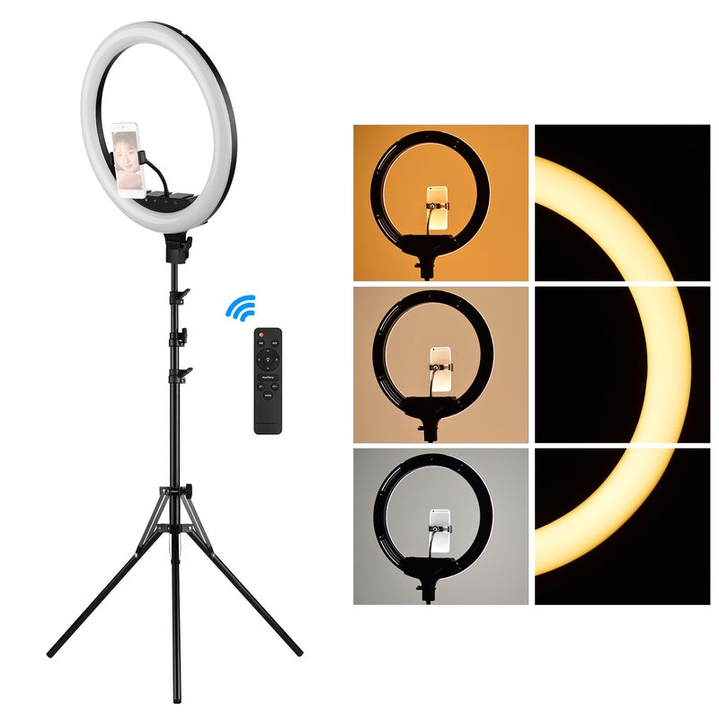 18" Fill-in Dimmable LED Ring Light Kit Black/White - Image 1