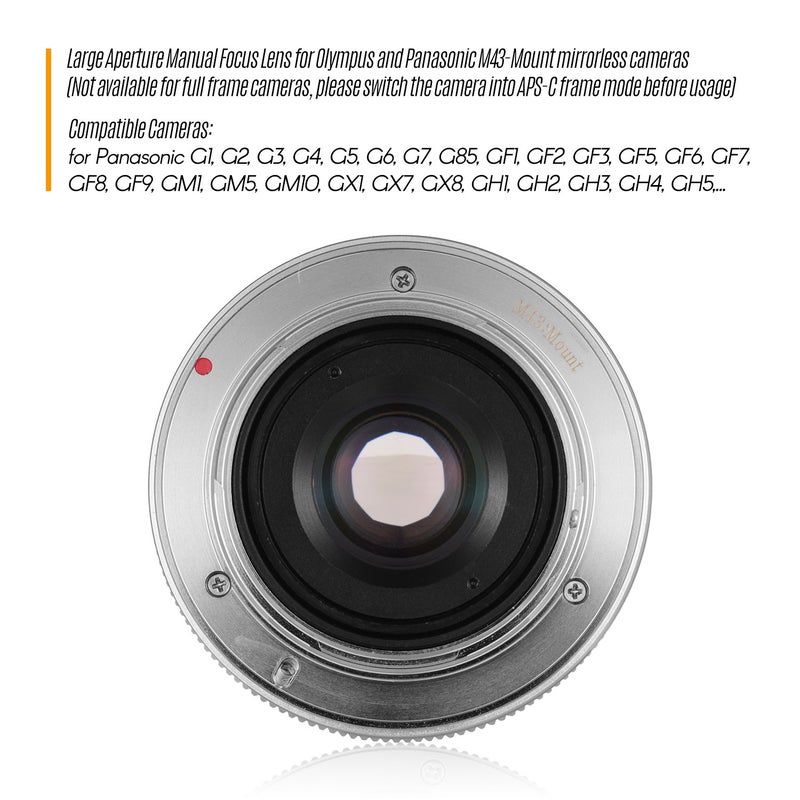 ANDOER 35mm F1.6 Manual Focus Camera Lens For Olympus Silver  - Image 4