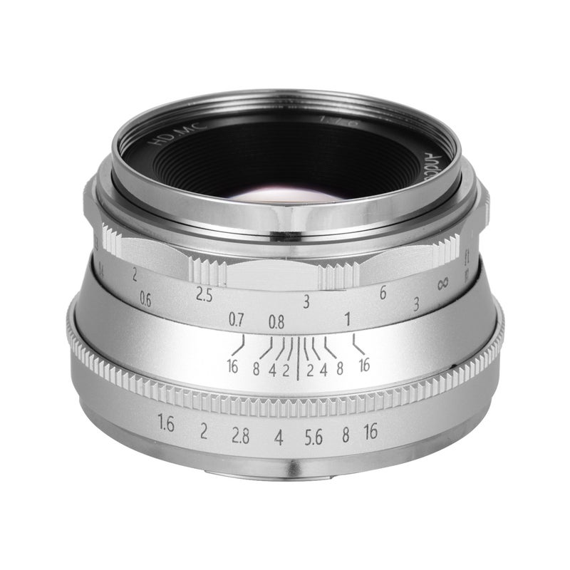 ANDOER 35mm F1.6 Manual Focus Camera Lens For Olympus Silver  - Image 5