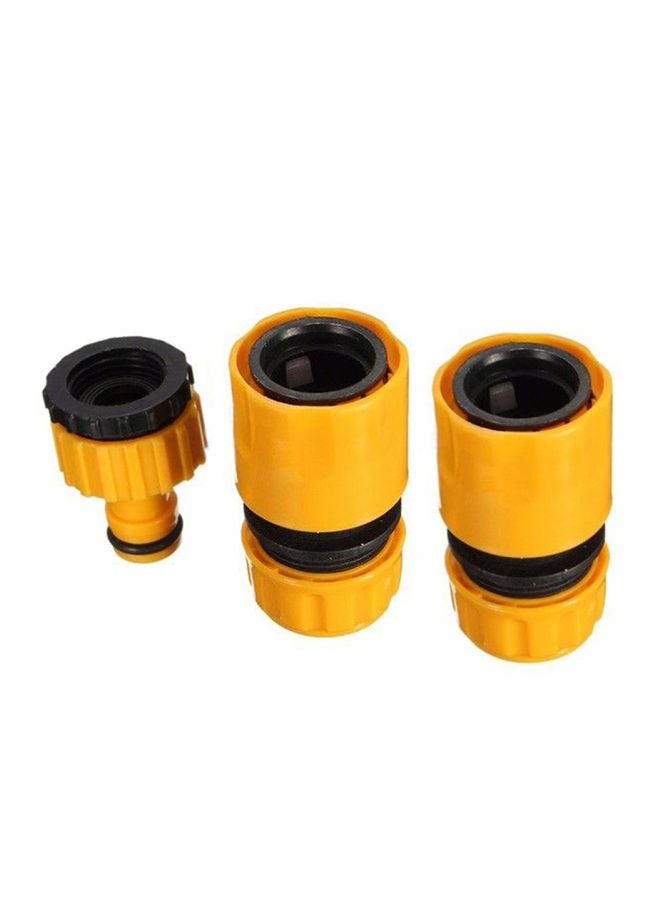 Generic 3-Piece Garden Water Hose Pipe Connector Adaptor Set Yellow/Black  - Image 1