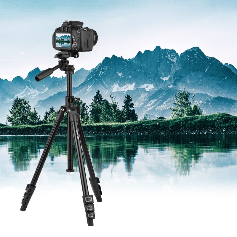 ANDOER Q160HA Professional 3-Way Pan And Tilt Head Tripod Stand Black - Image 5