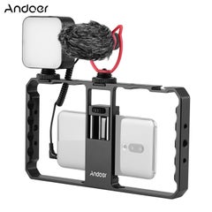Generic Video Cage Rig Grip With LED Light Black  - Image 1