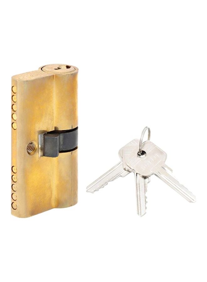 Brass Plated Cylinder Shaped Lock With Keys Gold/Silver