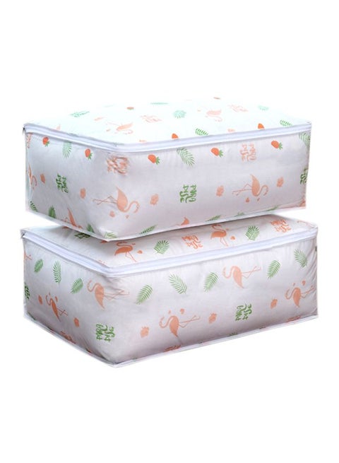 2-Piece Folding Blanket Storage Bag White/Pink/Green L