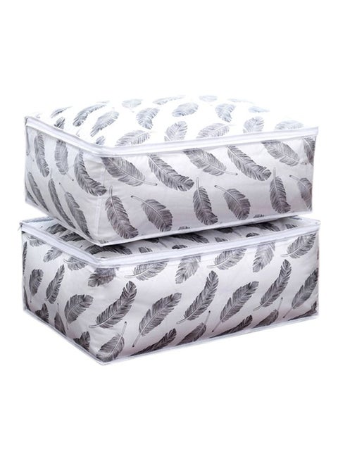 2-Piece Folding Blanket Storage Bag White/Grey L