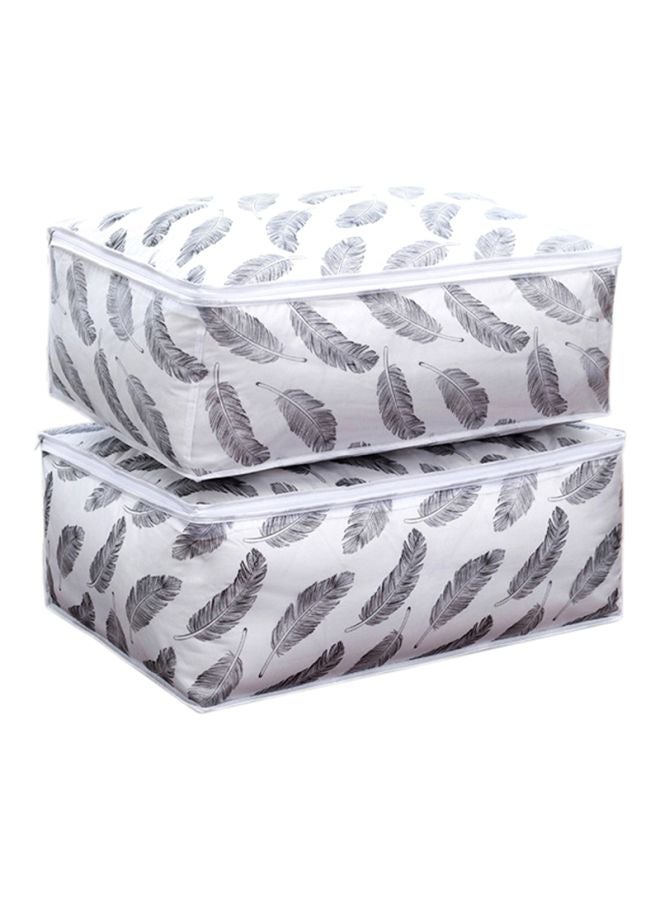2-Piece Folding Blanket Storage Bag White/Grey L 