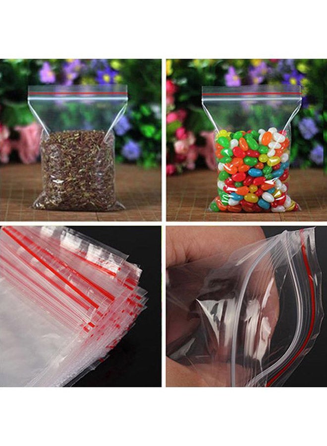 100-Piece Resealable Storage Bag Set Clear/Red 5x7cm - Image 2