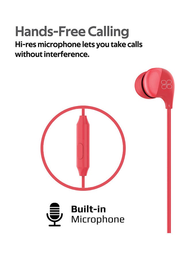 PROMATE In-Ear Wired Headphones, Premium Sound High Fidelity Headphones with Dynamic HD Drivers, Built-in Microphones, 1.2m Cable and In-Line Control for iPhone,Samsung,Pc,iPod,iPad,Comet Red - Image 4