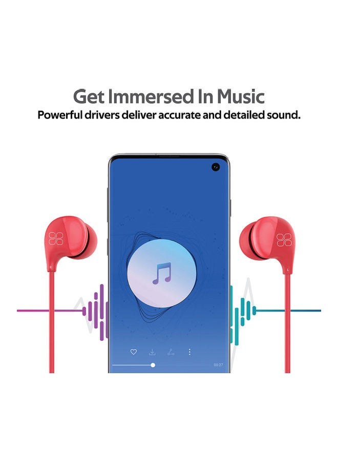 PROMATE In-Ear Wired Headphones, Premium Sound High Fidelity Headphones with Dynamic HD Drivers, Built-in Microphones, 1.2m Cable and In-Line Control for iPhone,Samsung,Pc,iPod,iPad,Comet Red - Image 2