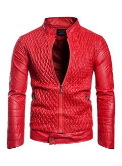 Lucky Cool New Men's Leather Jacket red  - Image 1