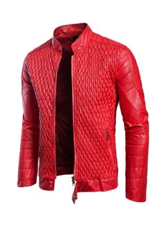 Lucky Cool New Men's Leather Jacket red  - Image 2