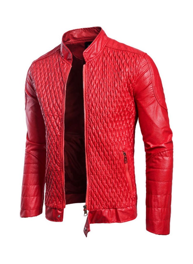 Lucky Cool New Men's Leather Jacket red  - Image 2