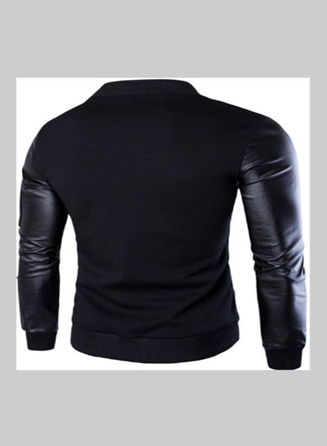 Lucky - High Neck Collar Leather Jacket black - Image 1