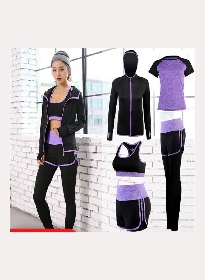 Lucky 5-Piece Long Sleeve Yoga Suit purple  - Image 3