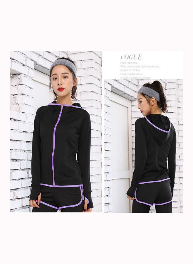 Lucky 5-Piece Long Sleeve Yoga Suit purple  - Image 2