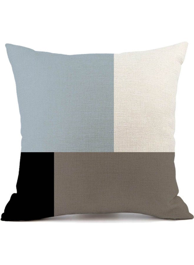بيوينتي غطاء وسادة مطبوع عليه أشكال هندسية أزرق/ بيج/ بني 45X45سم - Image 1
