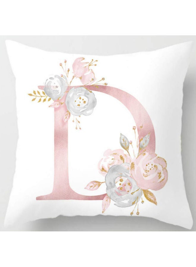 Beauenty Alphabet Printed Pillow Case Cover White/Pink/Blue 45X45cm  - Image 1