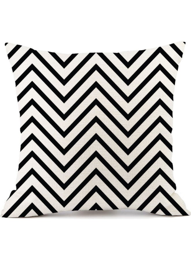 غطاء وسادة مطبوع بأشكال هندسية بيج / أسود 45x45سم