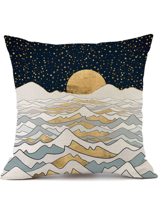 Beauenty Printed Pillow Cover Blue/Yellow/White 45x45cm 