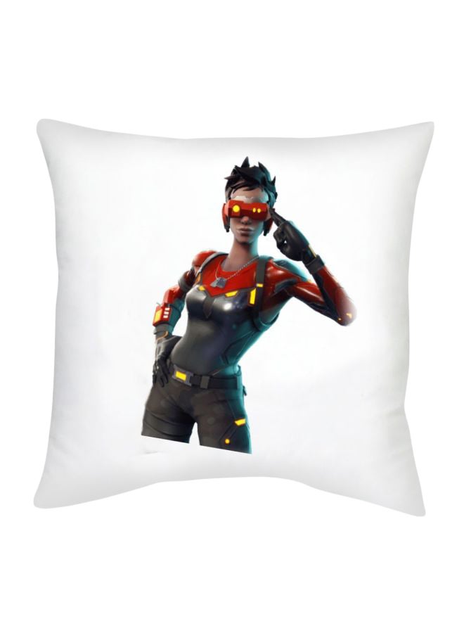 وسادة ديكور بطبعة شخصية من لعبة Fortnite أبيض/أسود/أحمر 16x16بوصة