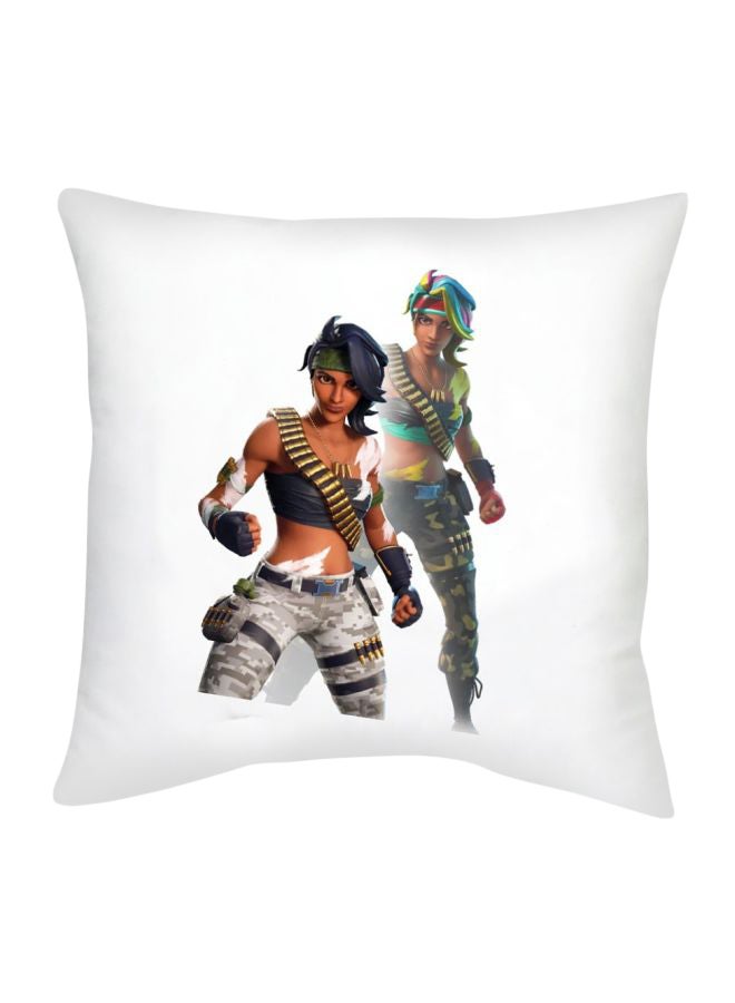 Fortnite Character Printed Decorative Cushion White/Grey/Beige 16x16inch