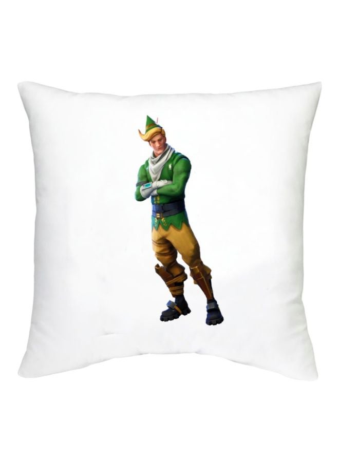 Fortnite Character Printed Decorative Cushion White/Green/Yellow 16x16inch