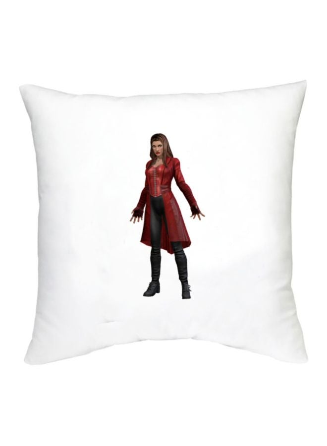 Wonder Woman Printed Decorative Cushion White/Red/Black 16x16inch