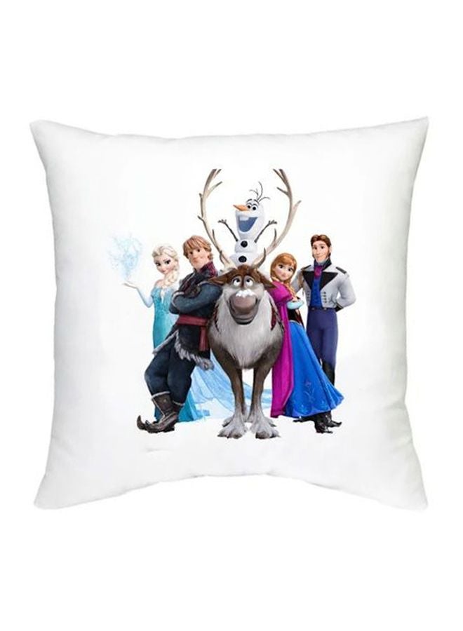 Frozen Character Printed Decorative Cushion White/Blue/Grey 16x16inch