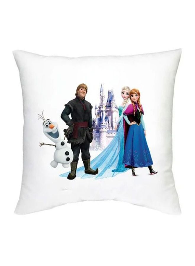 وسادة زينة بطبعة شخصية من فيلم Frozen أبيض/ أزرق/ أسود 16x16بوصة