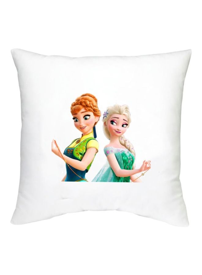 وسادة ديكور بطبعة شخصية من فيلم Frozen أبيض/أخضر/بيج 16x16بوصة