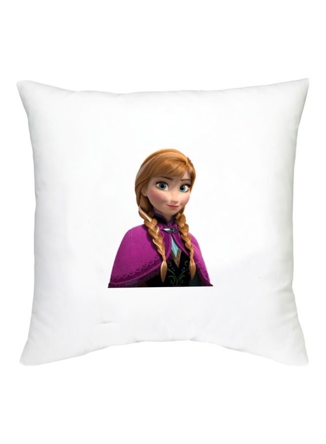 وسادة ديكور بطبعة شخصية من فيلم Frozen أبيض/أرجواني/بيج 16x16بوصة