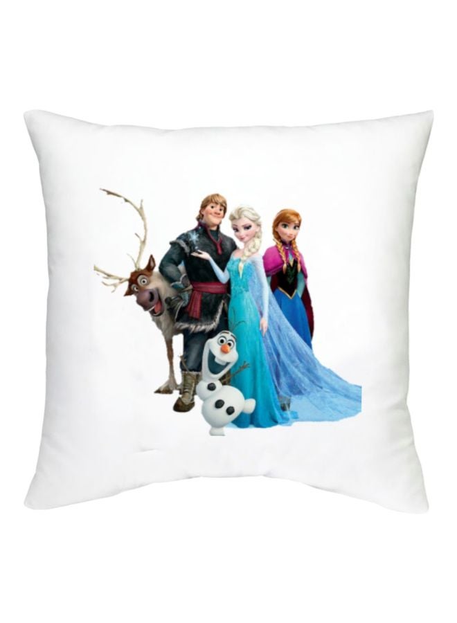 وسادة ديكور بطبعة لشخصية من فيلم Frozen أبيض / وردي / أزرق 16x16بوصة